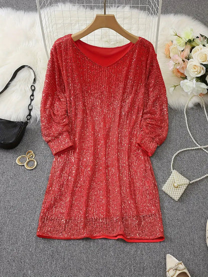Sylis-Mode | Bare Shoulders Sequin Mini Dress