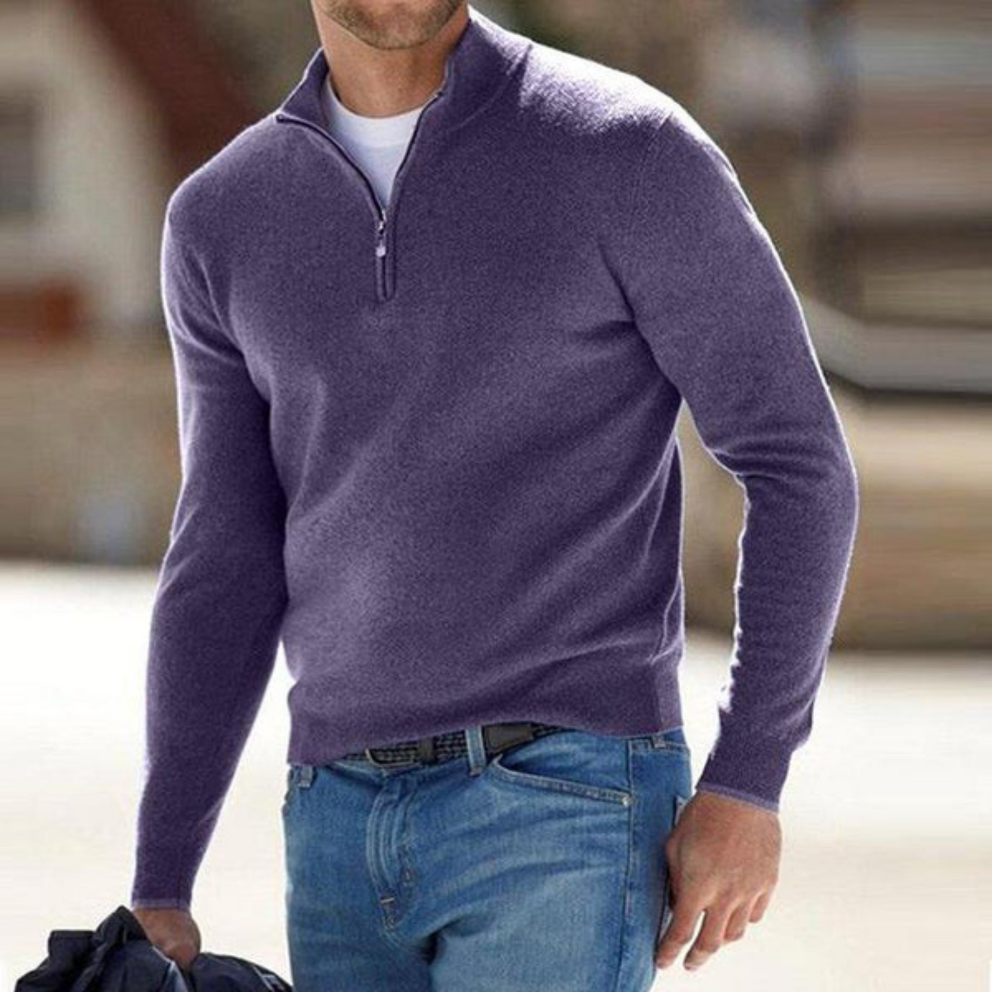 Sylis-Mode | Merino V-neck Pullover With Zipper