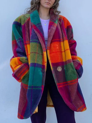 Sylis | Oversized checked women's jacket Colorful design