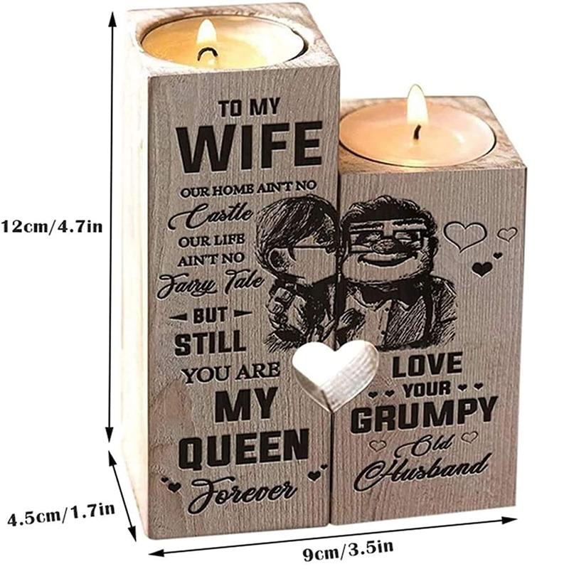 Wooden heart candle holder