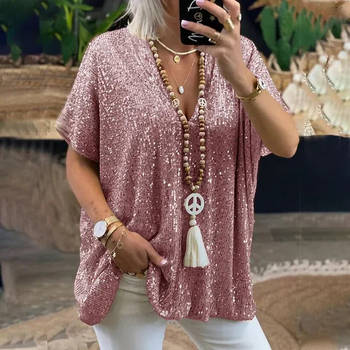 Sylis-Mode | V neck sequin blouse