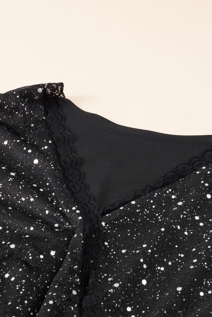 Sylis | Elegant black shimmering dress with mesh sieve