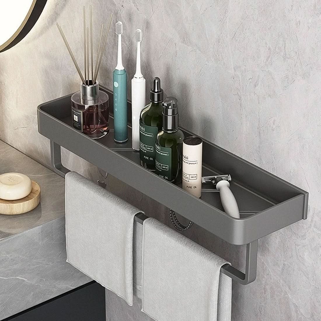Elegant Wall Shelf for Stylish Bathroom Organization without Drilling