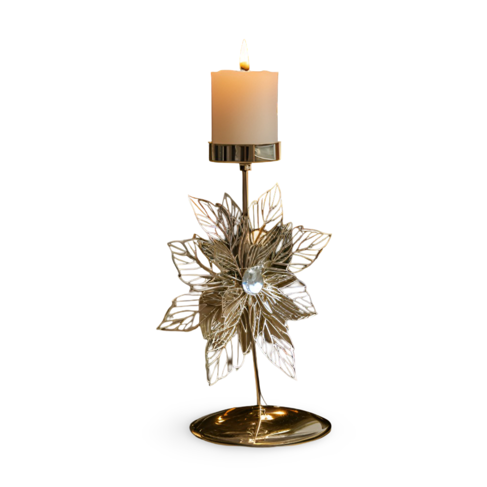 Vintage Golden Christmas Candle Holder – Atmospheric Decorative Table Decoration