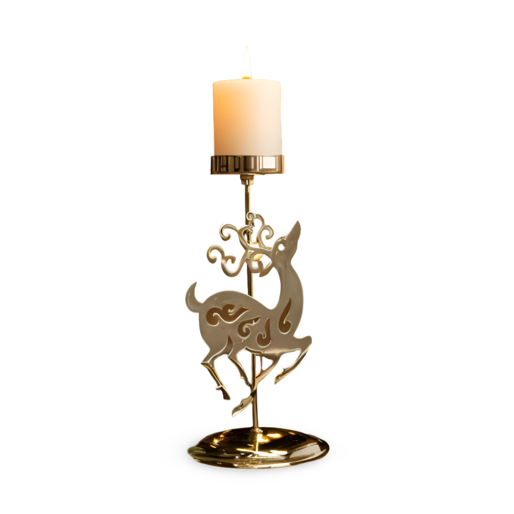 Vintage Golden Christmas Candle Holder – Atmospheric Decorative Table Decoration