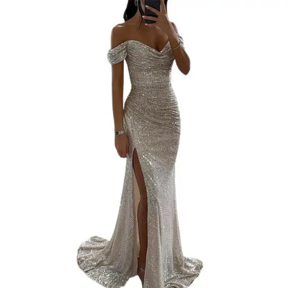 Sylis evening dress with V neck