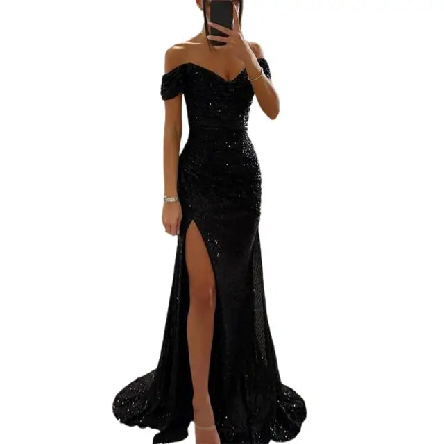 Sylis evening dress with V neck