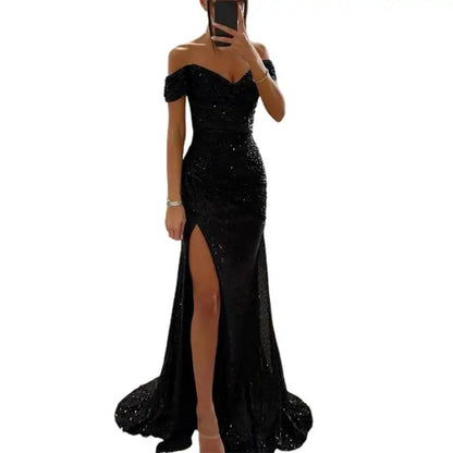 Sylis evening dress with V neck