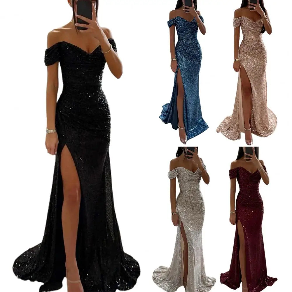 Sylis evening dress with V neck