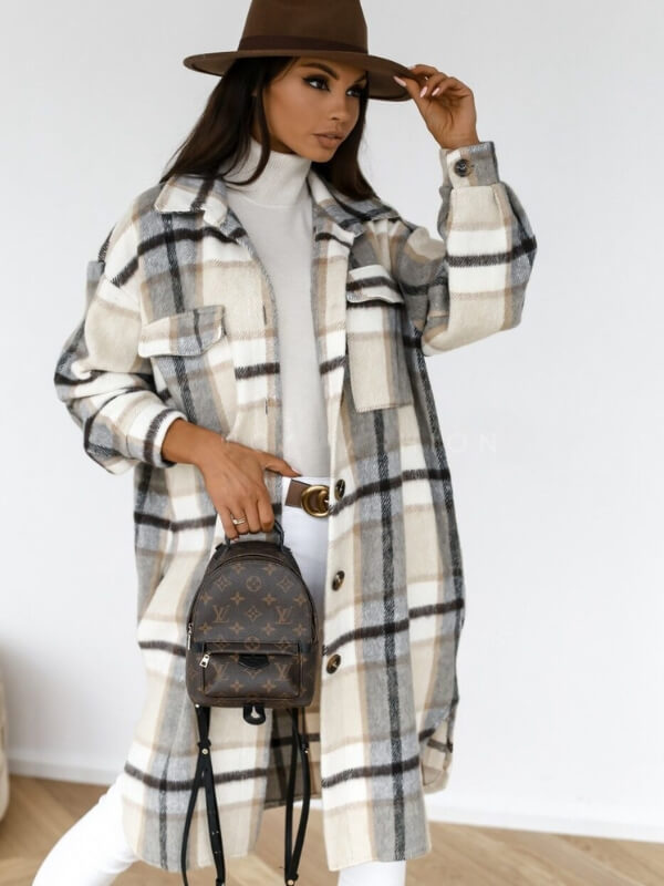 Sylis | Long checkered coat for women