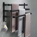 Wall-mounted bathroom shelf made of aluminum with 3 cross bars