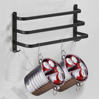 Wall-mounted bathroom shelf made of aluminum with 3 cross bars