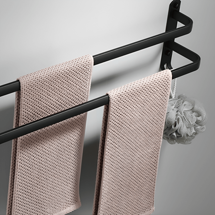 Wall-mounted bathroom shelf made of aluminum with 3 cross bars