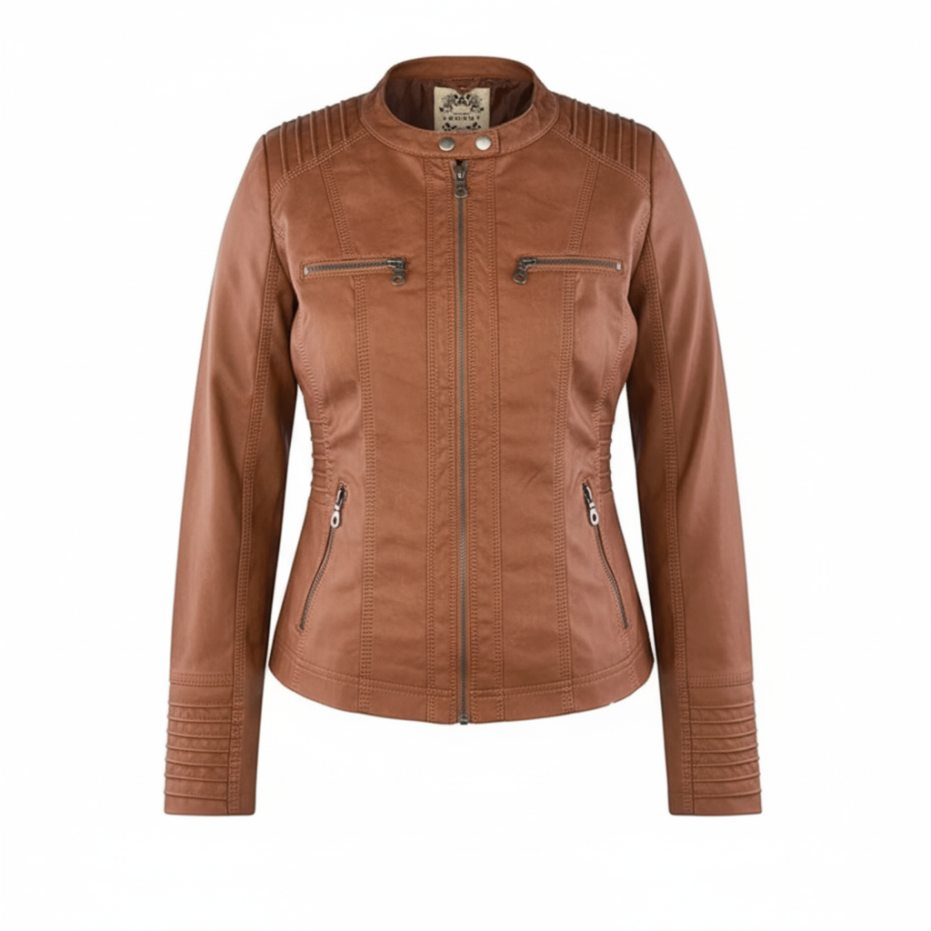 Sylis biker jacket in faux leather with hood | Plus sizes (L–3XL)