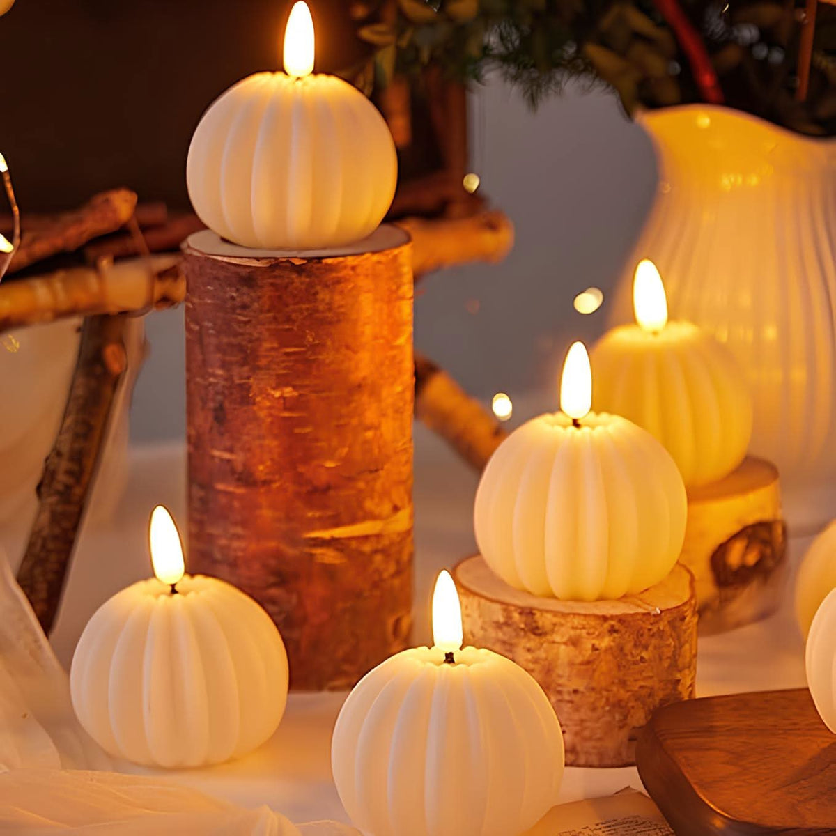 LED candles with flicker effect in various designs