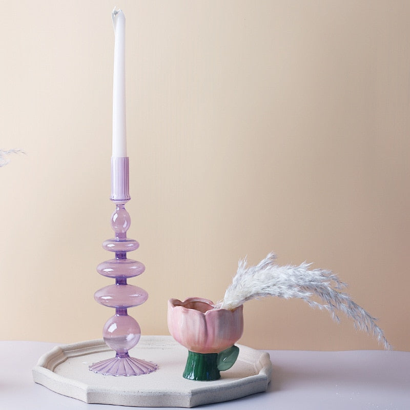 Lilac Candle Holder made of Glass