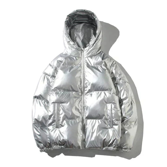 Sylis-Mode - Windproof metallic winter puffer jacket