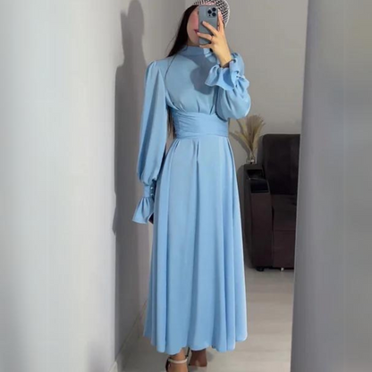 Sylis soft silk dress with long sleeves