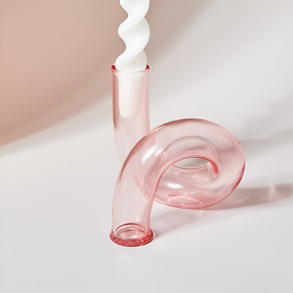 Elegant Glass Vase with Integrated Candle Holder