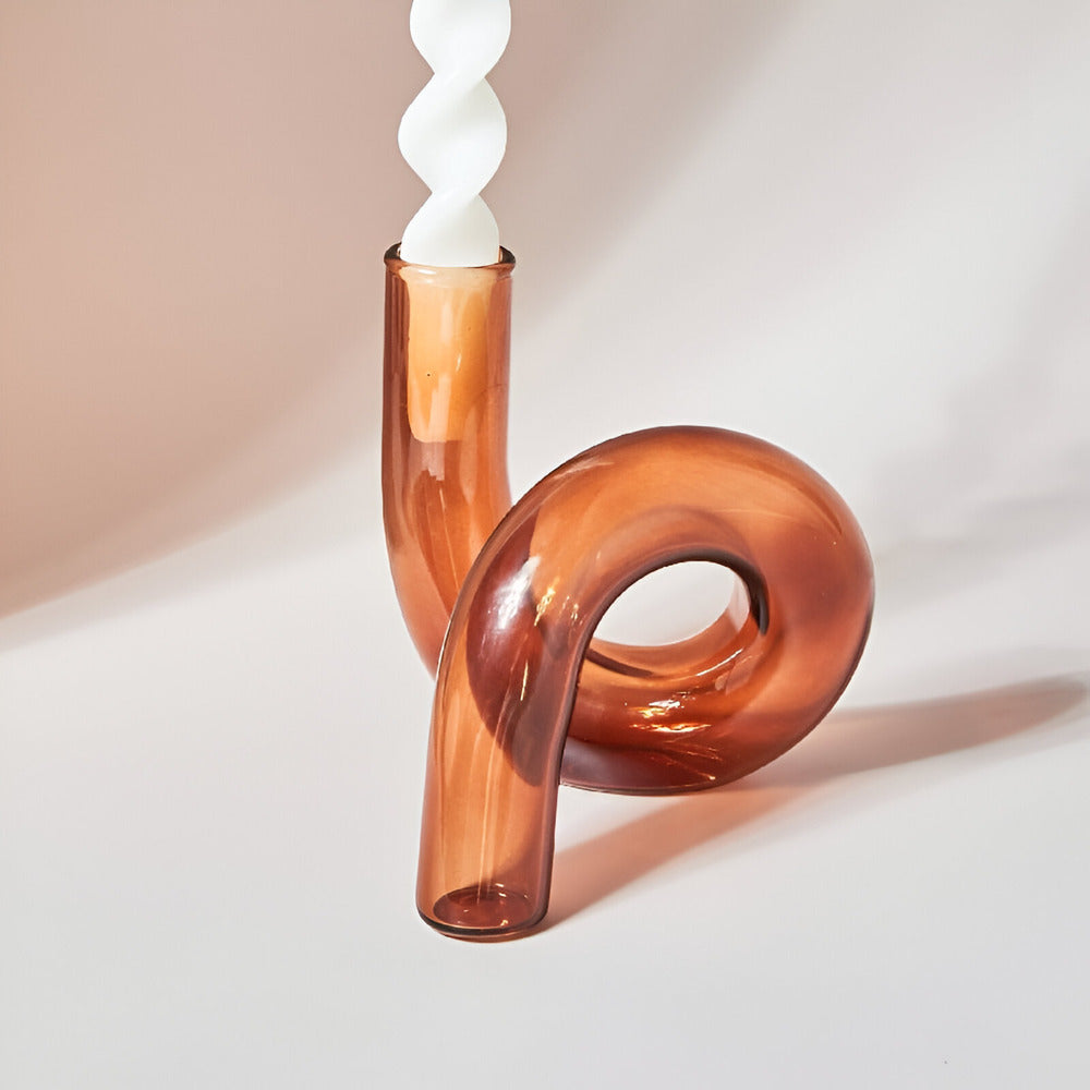 Elegant Glass Vase with Integrated Candle Holder