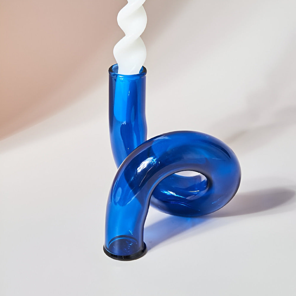 Elegant Glass Vase with Integrated Candle Holder
