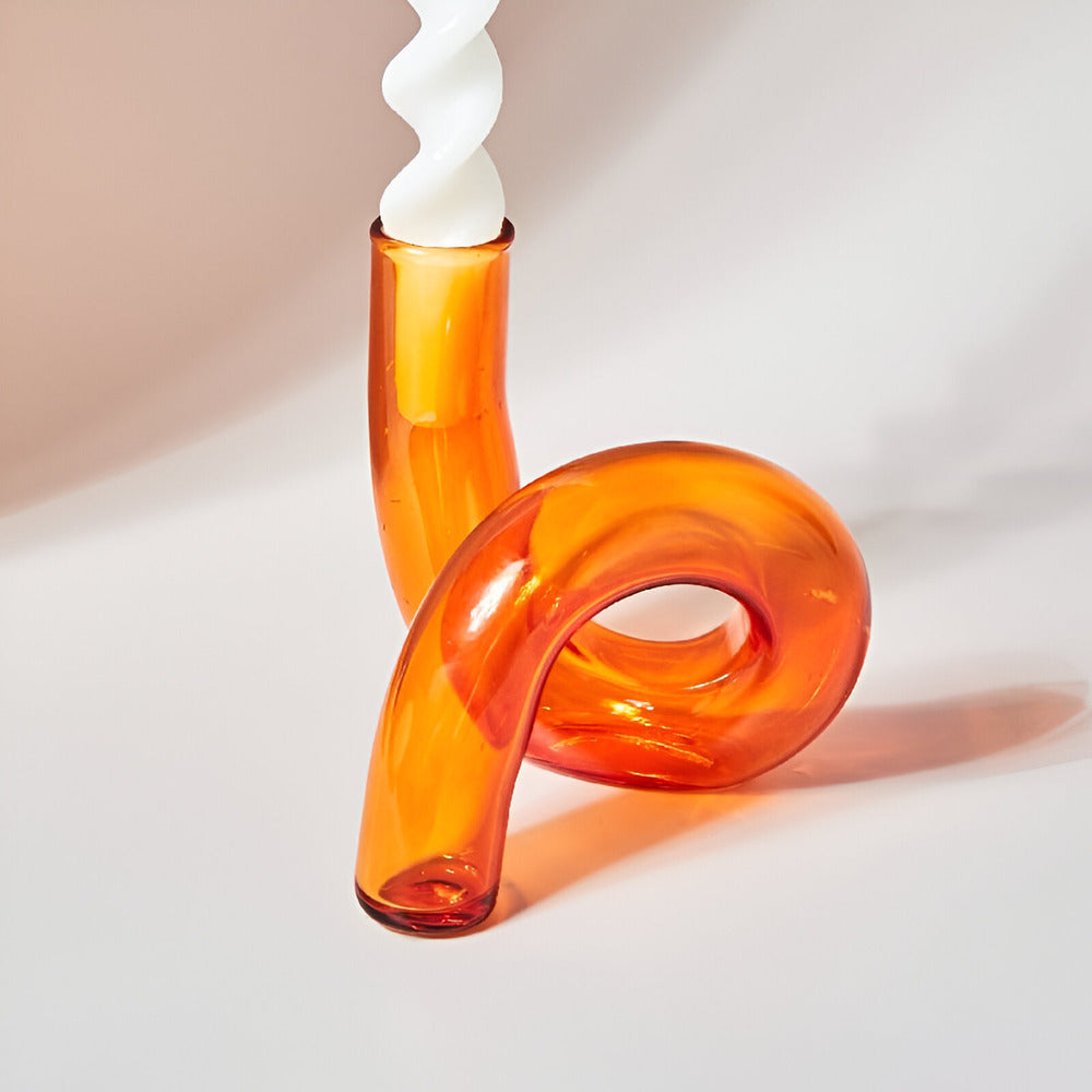 Elegant Glass Vase with Integrated Candle Holder