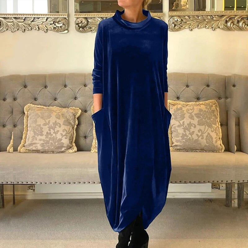 Sylis | Comfortable velvet dress with pockets