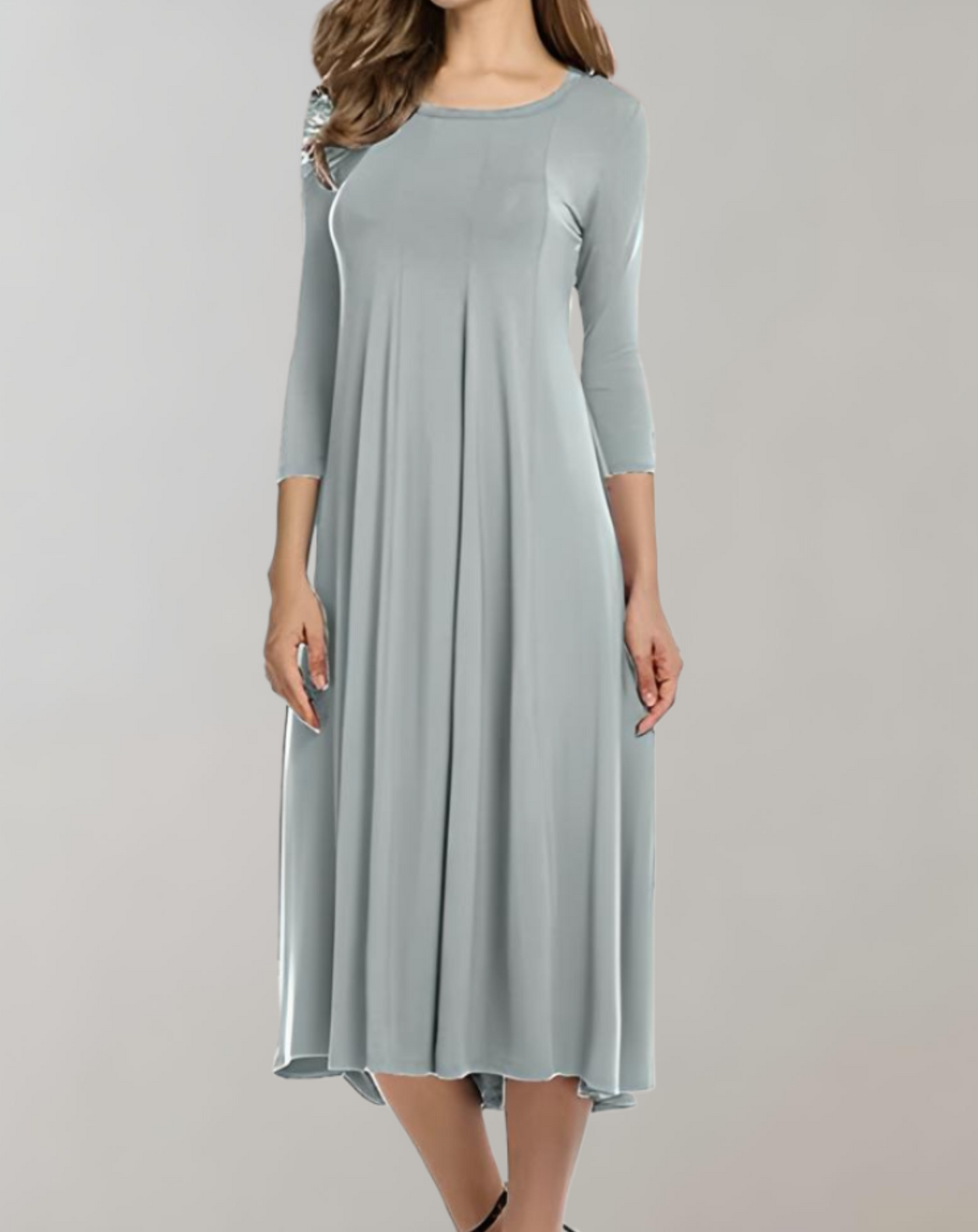 Sylis | A-line dress with 3/4 sleeves and a round neckline