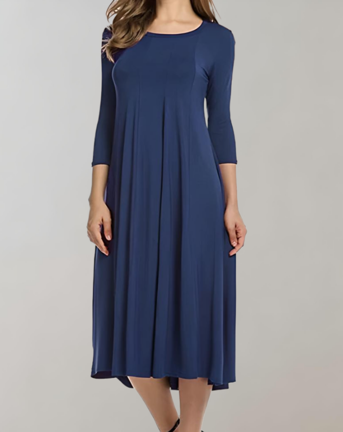 Sylis | A-line dress with 3/4 sleeves and a round neckline