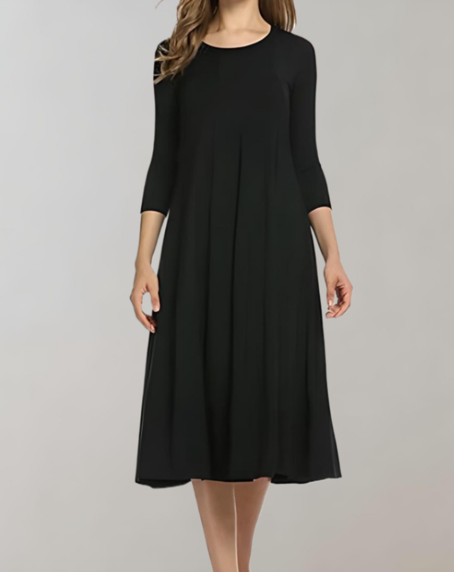 Sylis | A-line dress with 3/4 sleeves and a round neckline