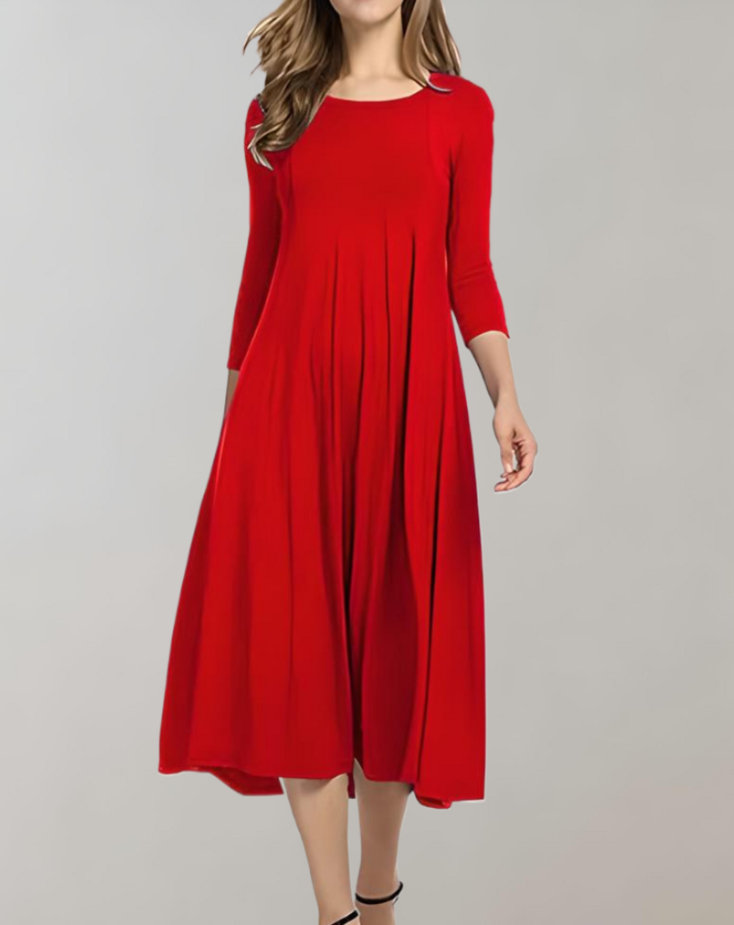 Sylis | A-line dress with 3/4 sleeves and a round neckline