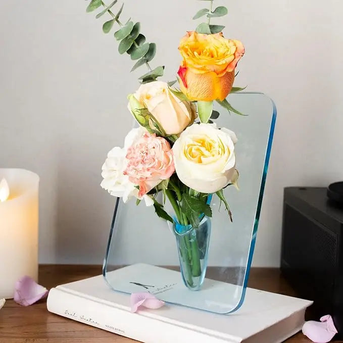 Clear Acrylic Picture Frame Vase – Elegant Home Décor for Single Stems