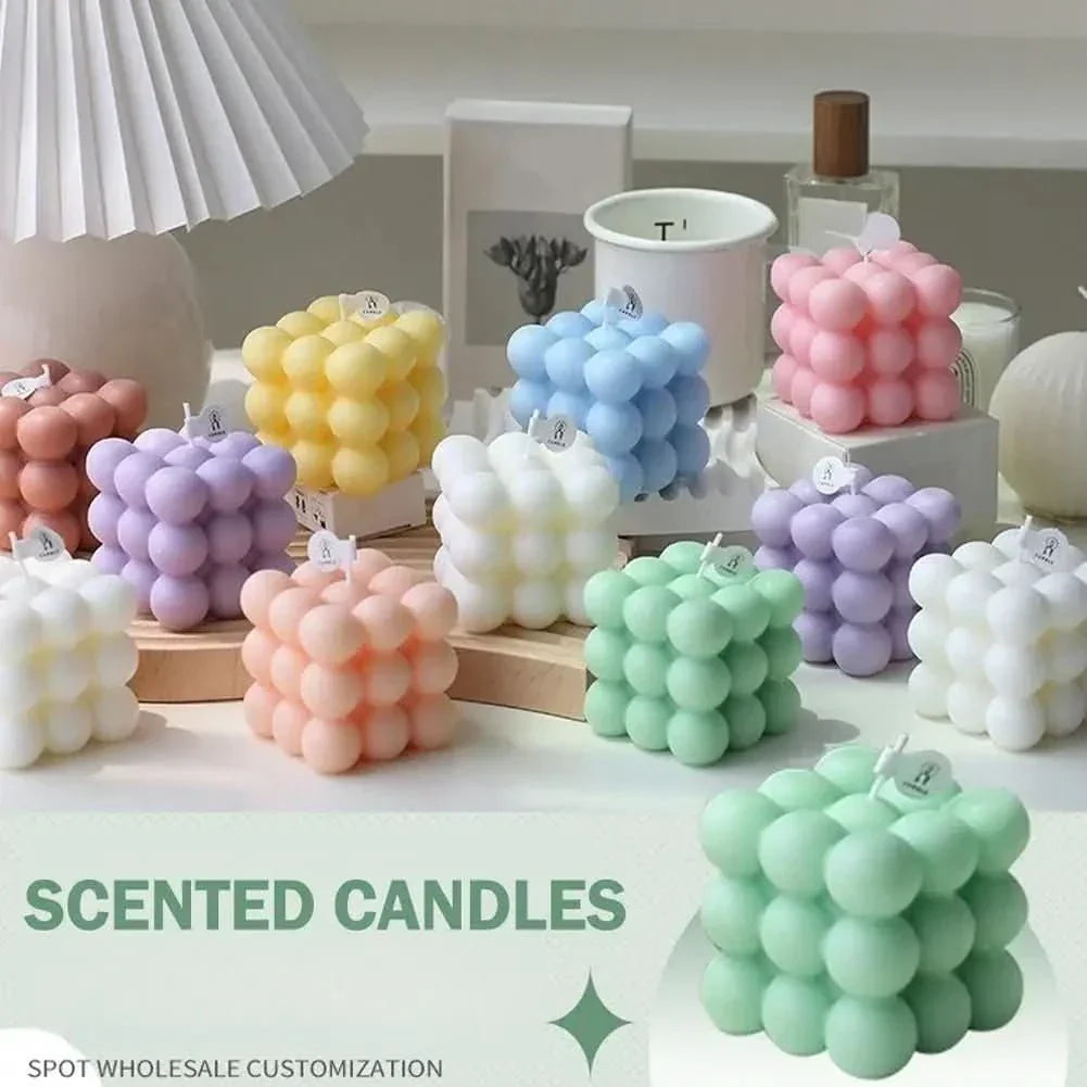 Handmade Soy Wax Cube Candle, Decorative & Fragrant