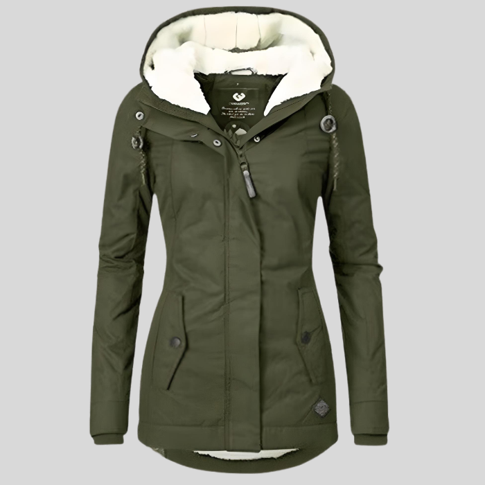 Sylis | Long winter coat with hood and lining