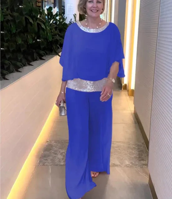 Elegant night Sylis: Shiny top and palazzo pants