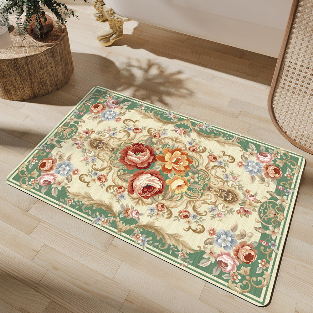 Elegant Vintage Floral Bath Mat