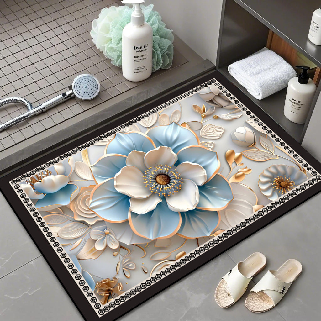 Floral Patterned Memory Foam Bath Mat