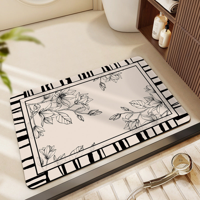 Floral Patterned Bathroom Mat