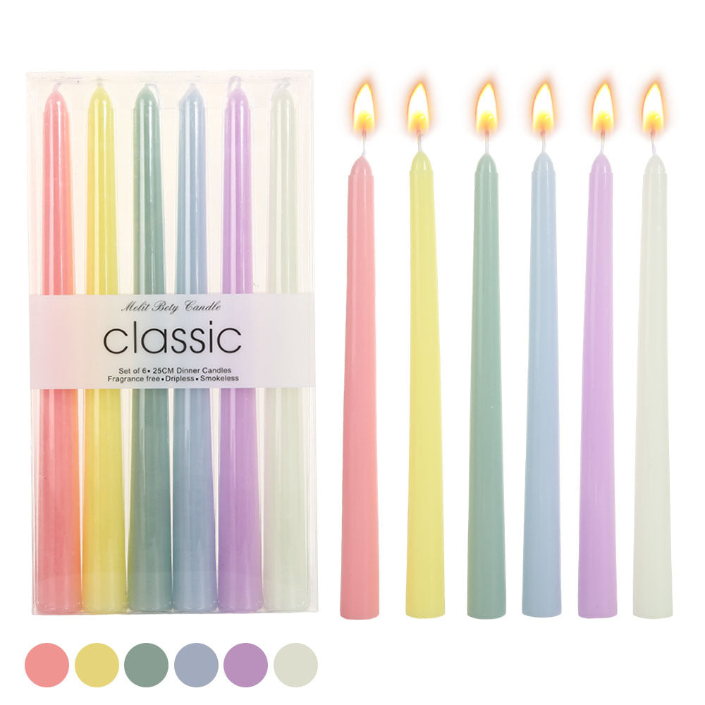 Pastel tapered dinner candles