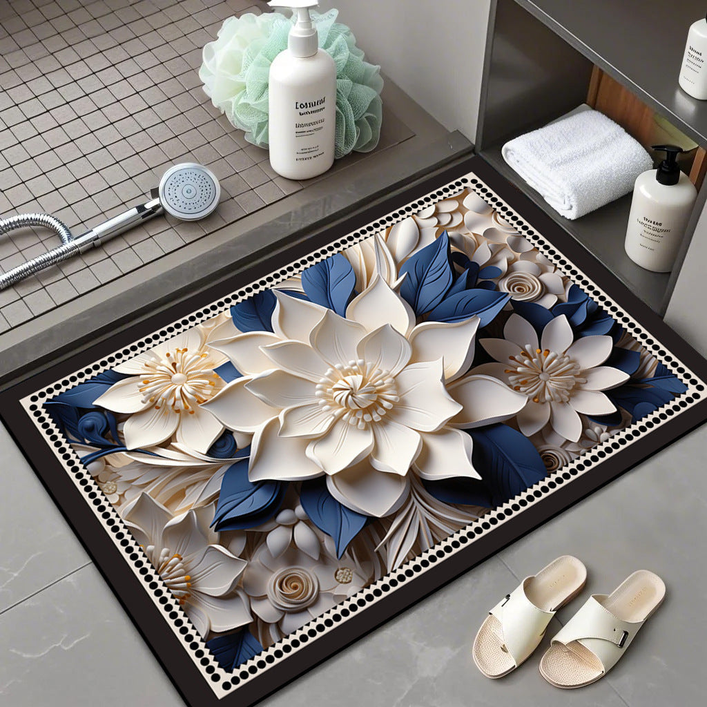 Floral Patterned Comfort Bath Mat