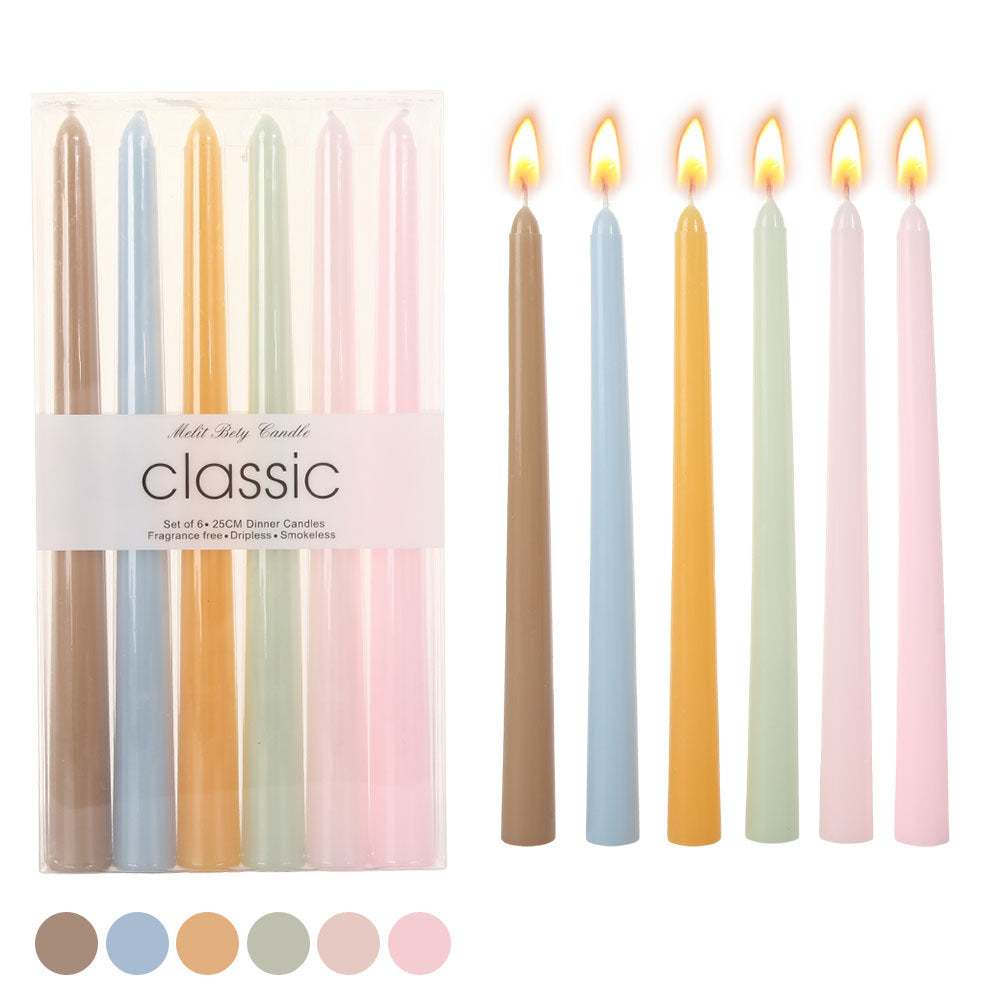 Pastel tapered dinner candles