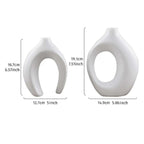 Modern Sculptural Hollow-Ring Ceramic Tabletop Vase Set With Minimalist Asymmetrical Silhouette