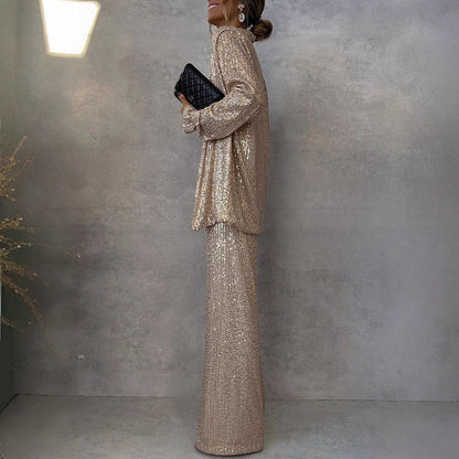 Sylis Glittering Blazer Suit with Wide Legs and Shimmering Sequins Heidi Fashion