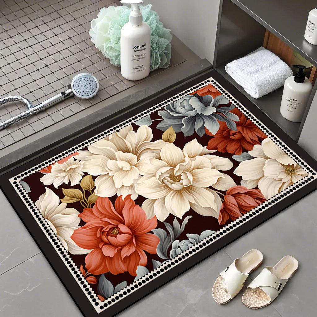 Floral Patterned Comfort Bath Mat