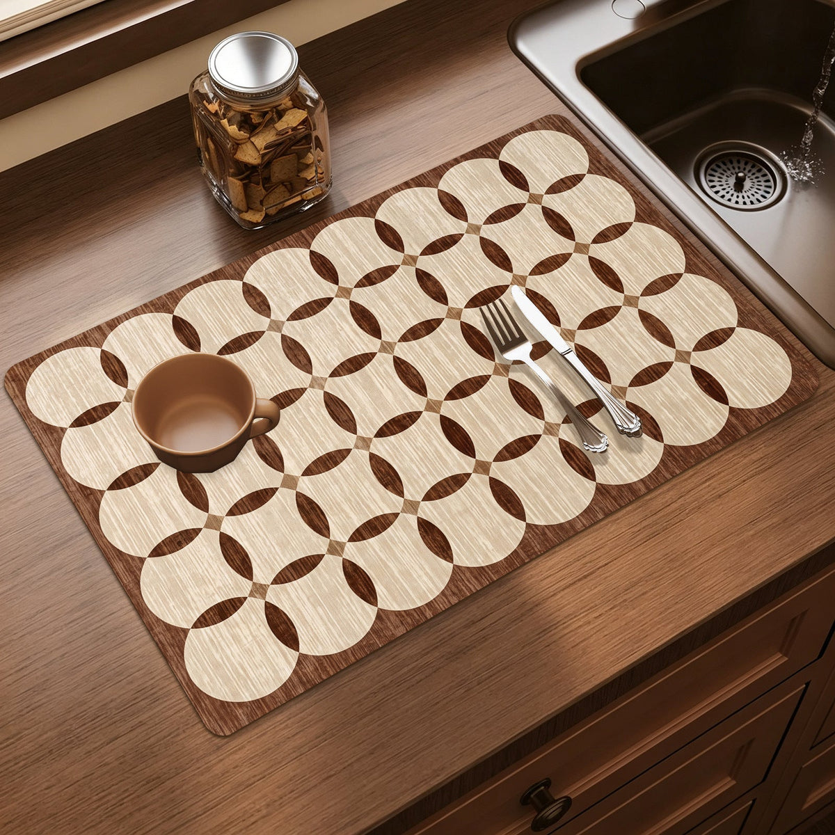 Elegant Floral Print Kitchen Mat