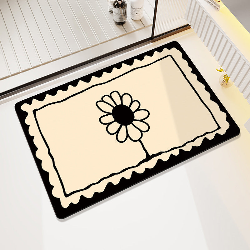 Decorative Floral Print Bath Mat