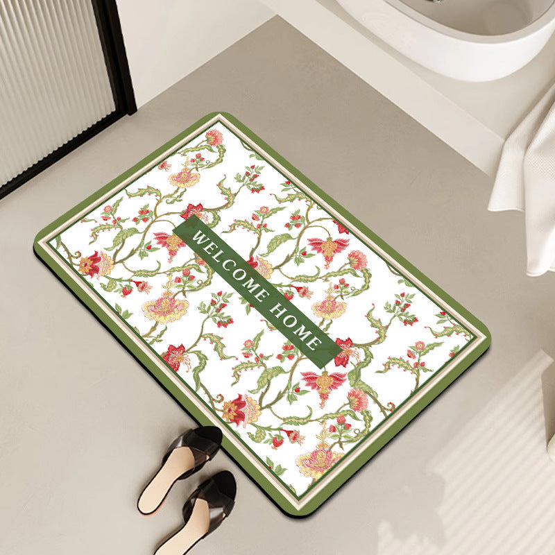 Vintage Floral Pattern Bath Mat