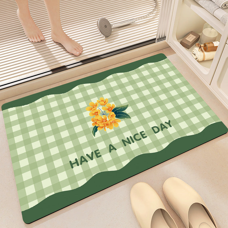 Cheerful Floral Design Indoor Area Mat