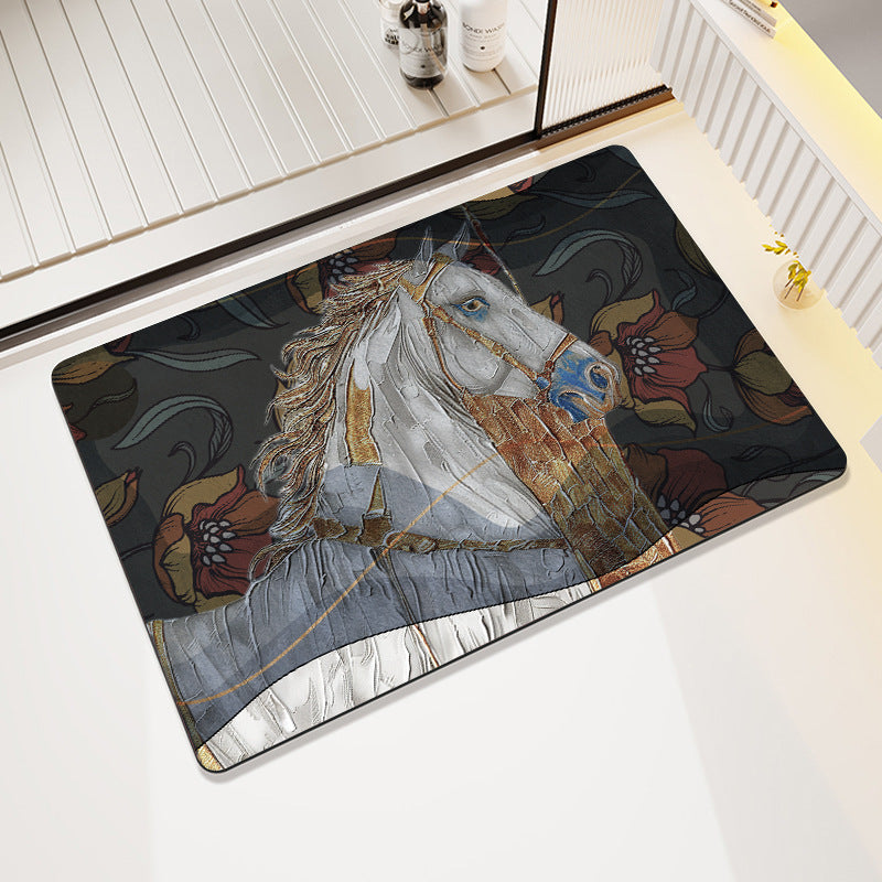 Artistic Horse-Themed Bath Mat