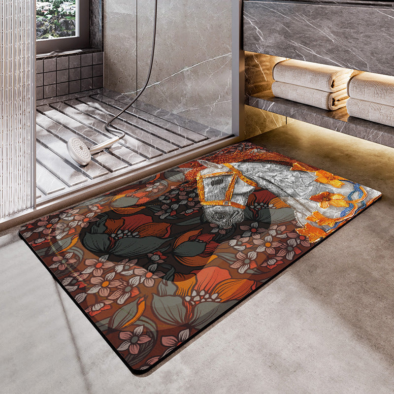 Artistic Horse-Themed Bath Mat
